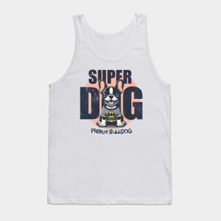 Super Dog French Bulldog, Art Illustration cartoon Tank Top